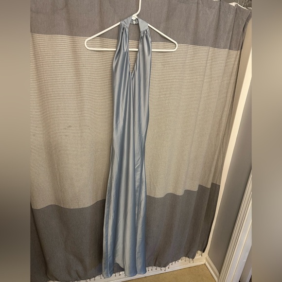Show Me Your Mumu Jasmine Halter Midi Dress Steel Blue Lux Satin Small - Picture 7 of 7